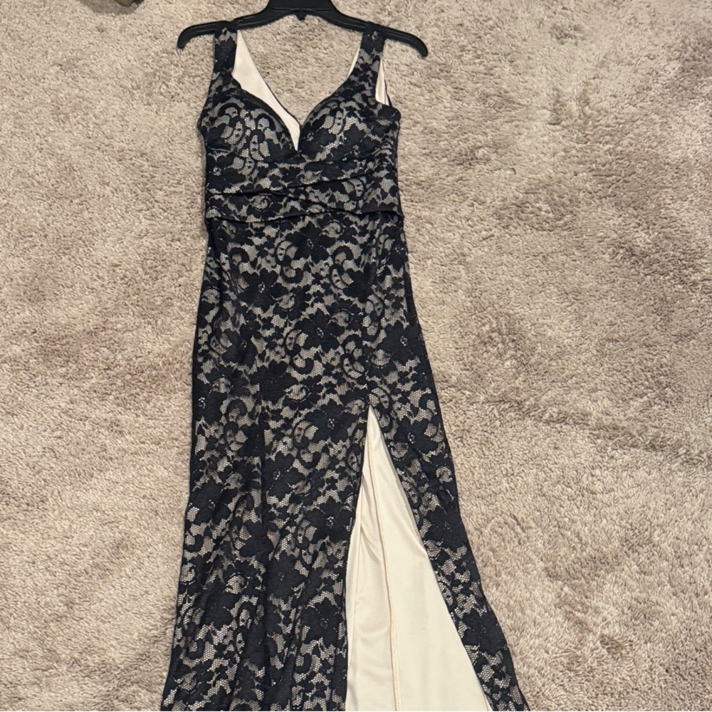 Emerald Sundae Black and Cream Lace Maxi Dress
